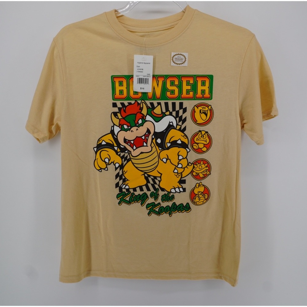 Nintendo Bowser King of the Koopas Graphic T-Shirt Sand Boys Large 14/16 NEW